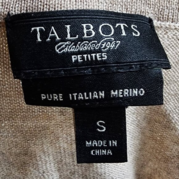Talbots Taupe 100% Pure Italian Merino Wool Open Cardigan Size Petite Sm… - Picture 11 of 12